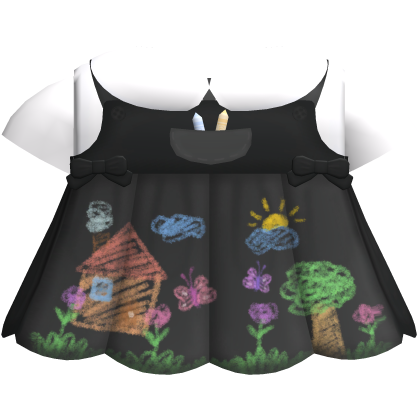 ♡ ꒰cutesy drawing on mi dress, black. . .꒱♡ Roblox item