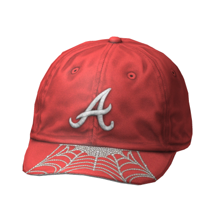 Red Web Fitted Cap - Tilted