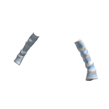 Knitted Arm Warmers White Blue Stripes