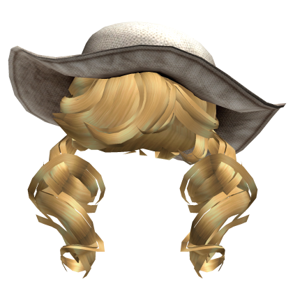 Curly Yellow Twintails w/ White Sunhat Roblox item