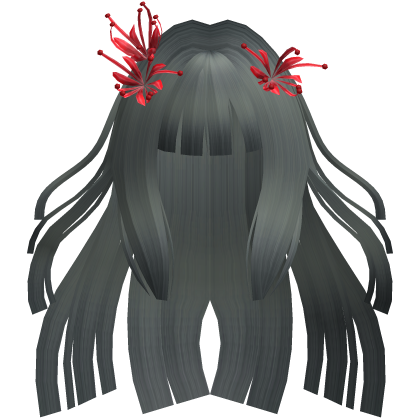 Metal Dark Long Windy Hime Hair w/ Spider Lily