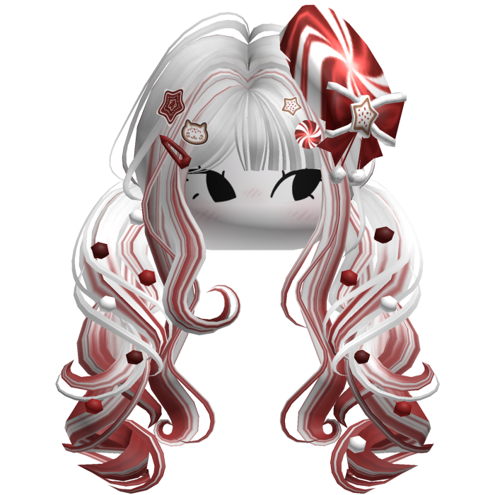 ♡ Christmas Peppermint Pigtails (White & Red)
