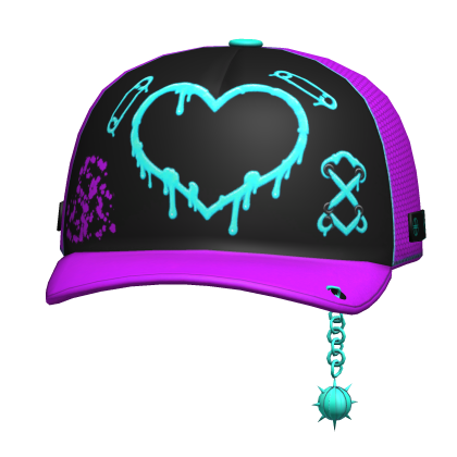 Scene Y2K Rave Chain Spiked Cap (Purple & Teal) Roblox item