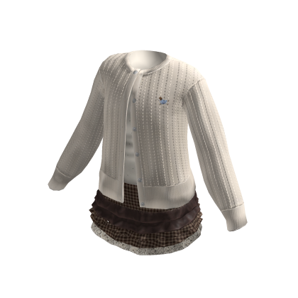 ♡ Beige Cardigan & Brown Pleated Skirt Outfit