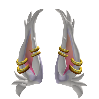 Tall Gold Pierced White Furry Unicorn Ears v2
