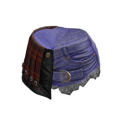 BB Purple KPop Leather Denim Pleated Skirt Shorts thumbnail