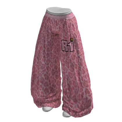 Y2K Sweatpants Baggy Pink Leopard Patchwork | Roblox Item - Rolimon's