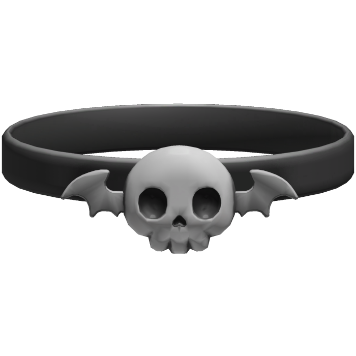 black & grey skull bat halloween thick choker