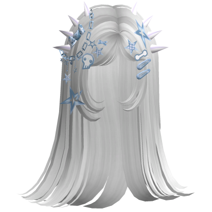 ♡ Scene Spiky Straight Hair (White)