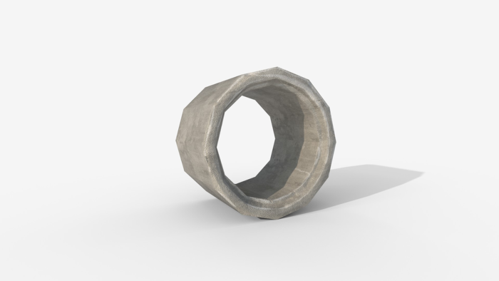 Stylized Concrete Pipe - Low Poly Game Ready Asset preview 3