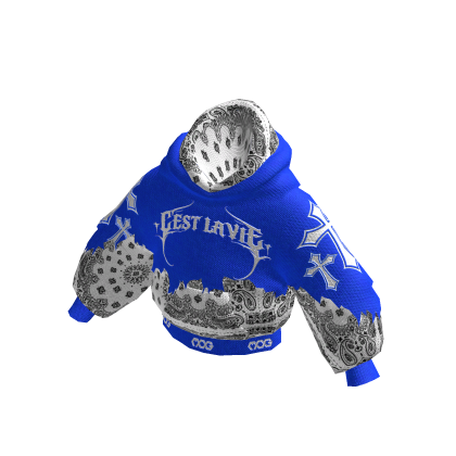 MOG - Blue and White Y2K Double Layer Hoodie thumbnail