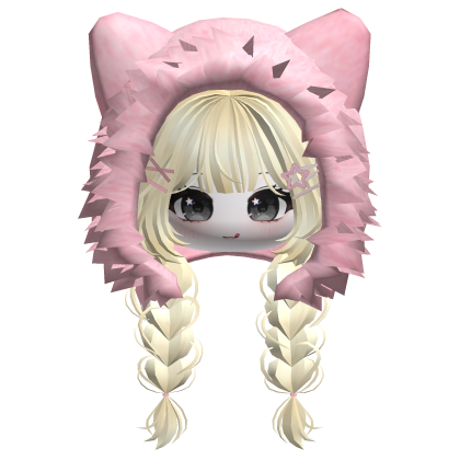 🍀Cute Girl Braided w/ Fur Hood(Yellow&Pink) Roblox item