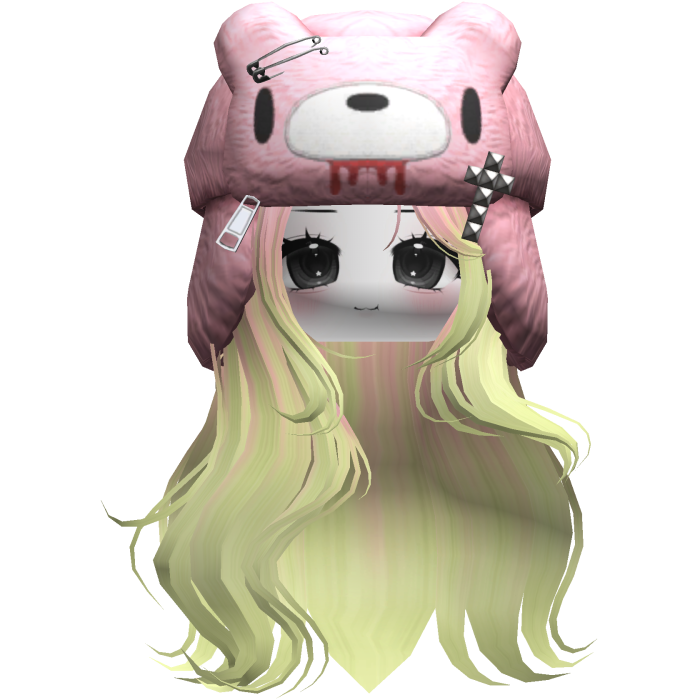 Fuzzy Bear Ushanka Flowy Long Hair (Pink&Green)