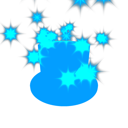 Glowing Blue Hat witch particles