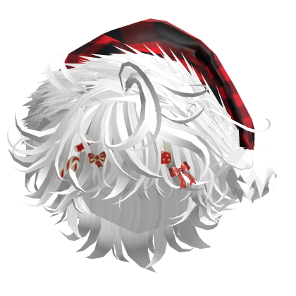 Messy Hair w/Christmas Santa Hat (White)