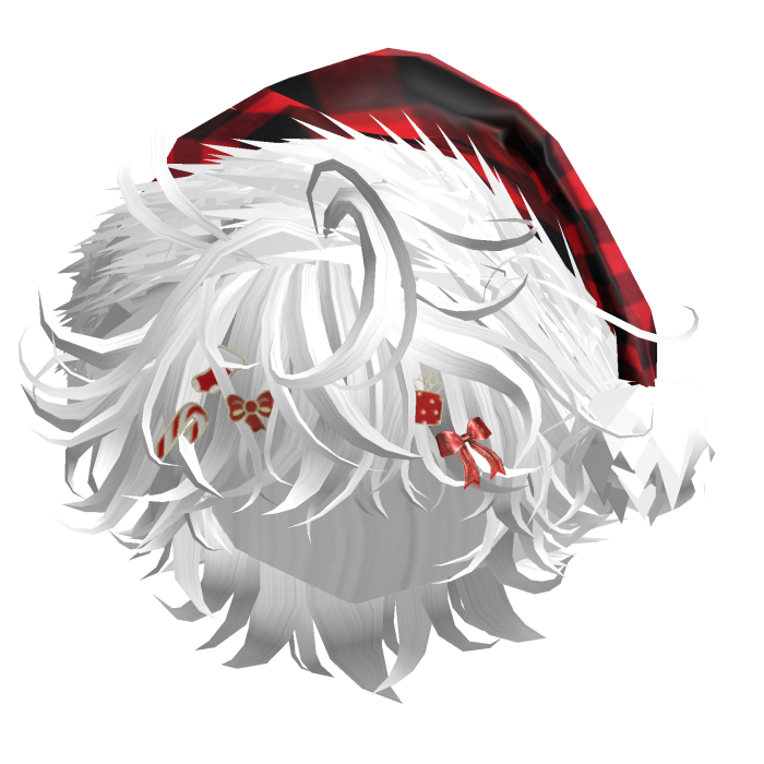 Messy Hair w/Christmas Santa Hat (White)