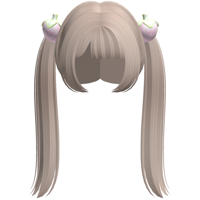 ୨୧ : cutecore light brown long strawberry pigtails