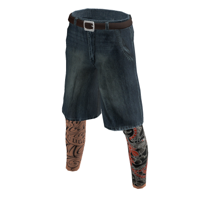 Blue Denim Vintage Jorts w/ Leg Tattoos