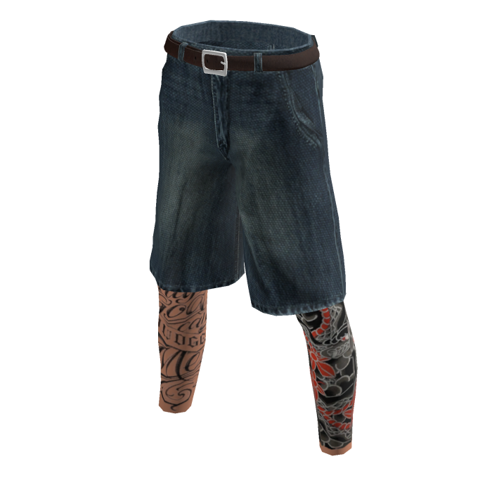 Blue Denim Vintage Jorts w/ Leg Tattoos