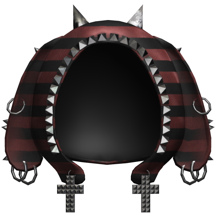 red striped emo distressed studded hood