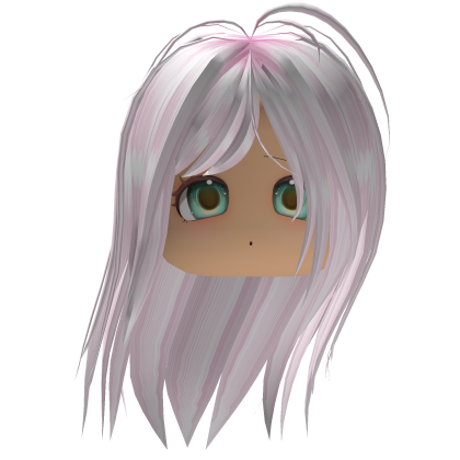 Pink Flowy Straight Hair w/ Cute Anime Girl Face Roblox item