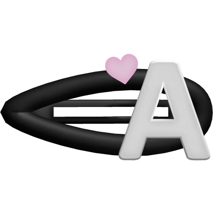 ♡ black a initial hair clip Roblox item