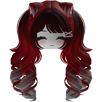 Cute hair emo Y2K cat-ear braids (Red)