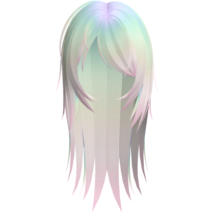 emo rainbow long hair with messy strands Roblox item