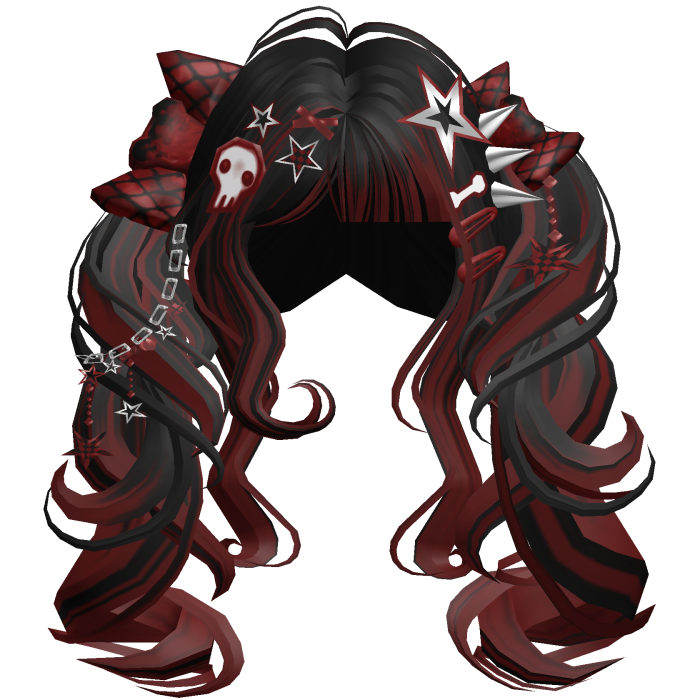 ♡ Scene Fluffy Gyaru Pigtails (Black & Red)