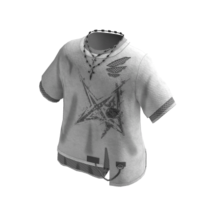 Star Graphic Tee w/ Beaded Choker (White)
