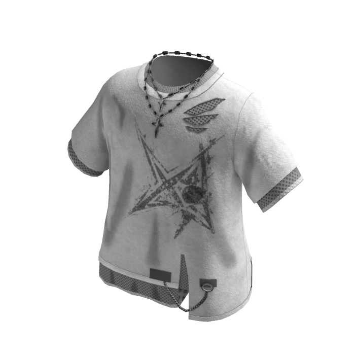 Star Graphic Tee w/ Beaded Choker (White)