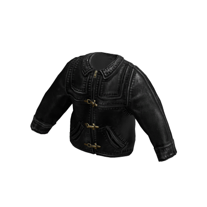Black Fireman Buckle Leather Jacket - Roblox