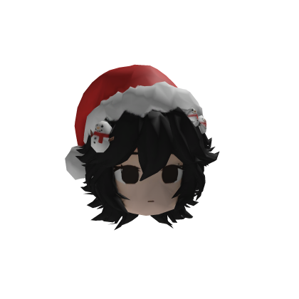 Black Hair with Christmas Santa Hat 🖤🎅