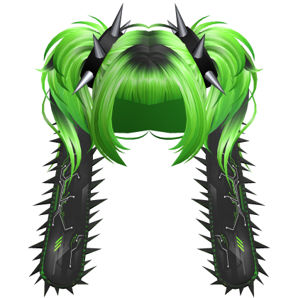 cybergoth scifi spiky pigtails in green