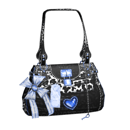 Royal Blue Y2K Leopard Bow Shoulder Bag