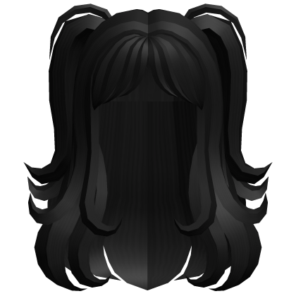 Black Fluffy Anime Hair with Pigtails