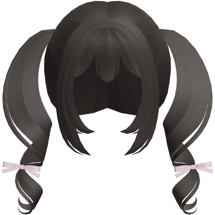 dark ash kawaii playful swirly pigtails w bows