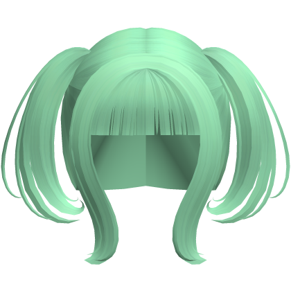 green kawaii moe round anime pigtails