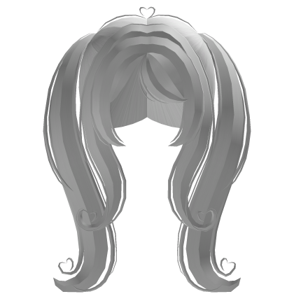 ♡ : kawaii long white high pigtails w hearts