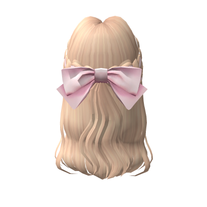 CUTE Blonde Hair With Pink Ribbon Roblox item