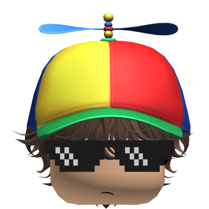 Messy Curly Hair W/ Propeller Hat (Brown) Roblox item