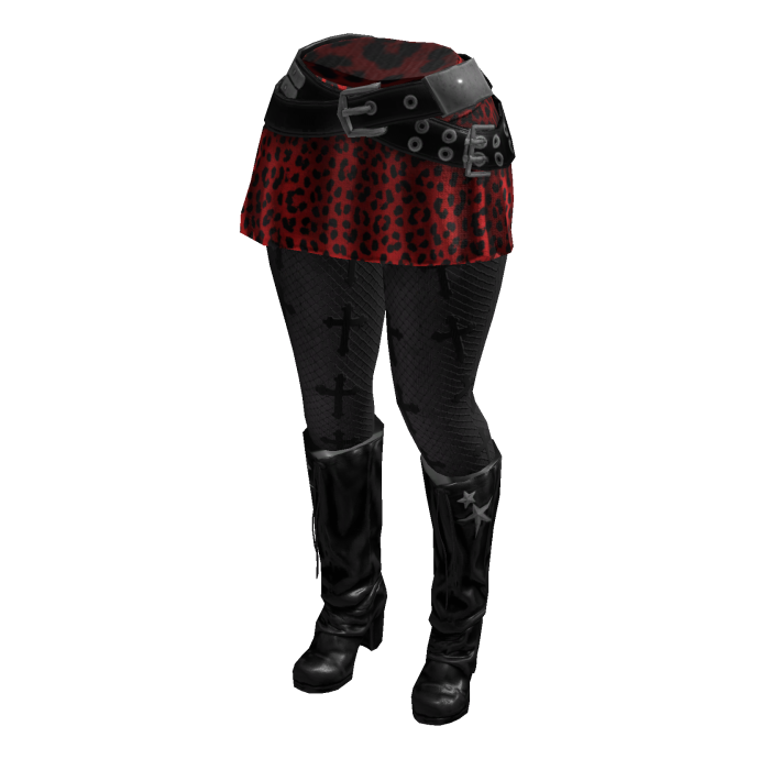Y2K Leopard Skirt Cross Leggings (Black BrightRed)