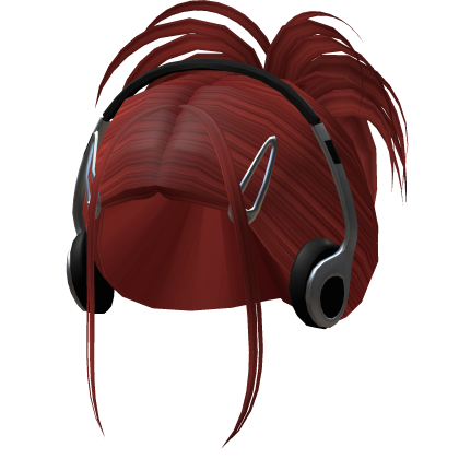 Spikey Updo w/ Y2k Hairclips & Headphones (Red) Roblox item