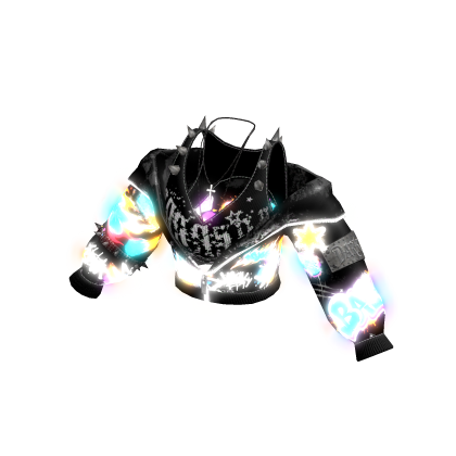 Glowing Punk Graffiti Crop Jacket Black[MAX]