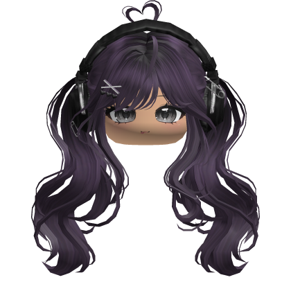 Cute Wavy Pigtails w/ Headphones (Purple) Roblox item
