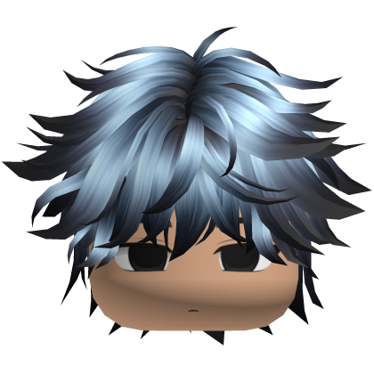 Cute Y2K emo boy messy fluffy blue hair Roblox item