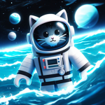 Astronaut Kittys In The Ocean