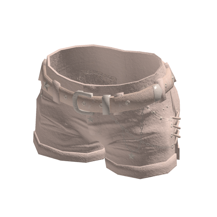 Y2K Star Denim Shorts w/ Belt & Chain (White)