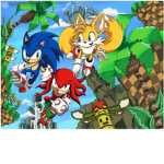 Tails and sonic and knuckles and Amy and shadow ee