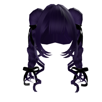 Purple Doll Curly Pigtails With Black Bows